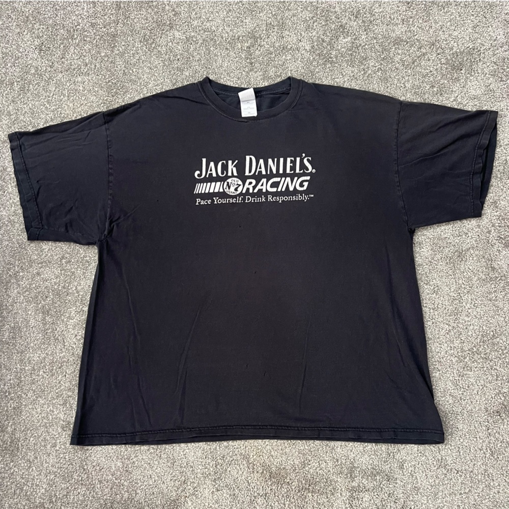 Jack Daniels shirt mens‎ 2XL black short sleeve racing grunge streetwear Y2K